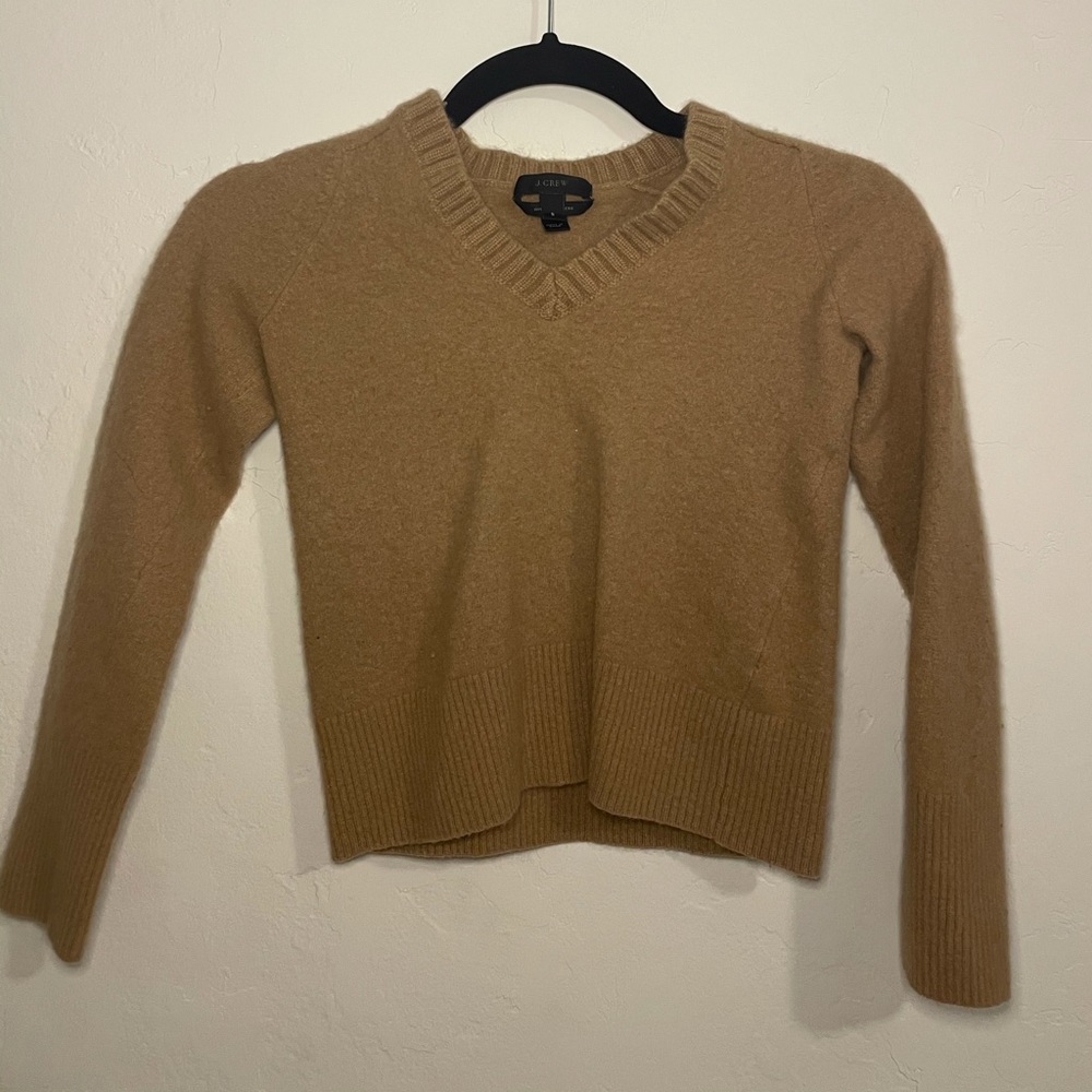 J crew tan mid length cardigan